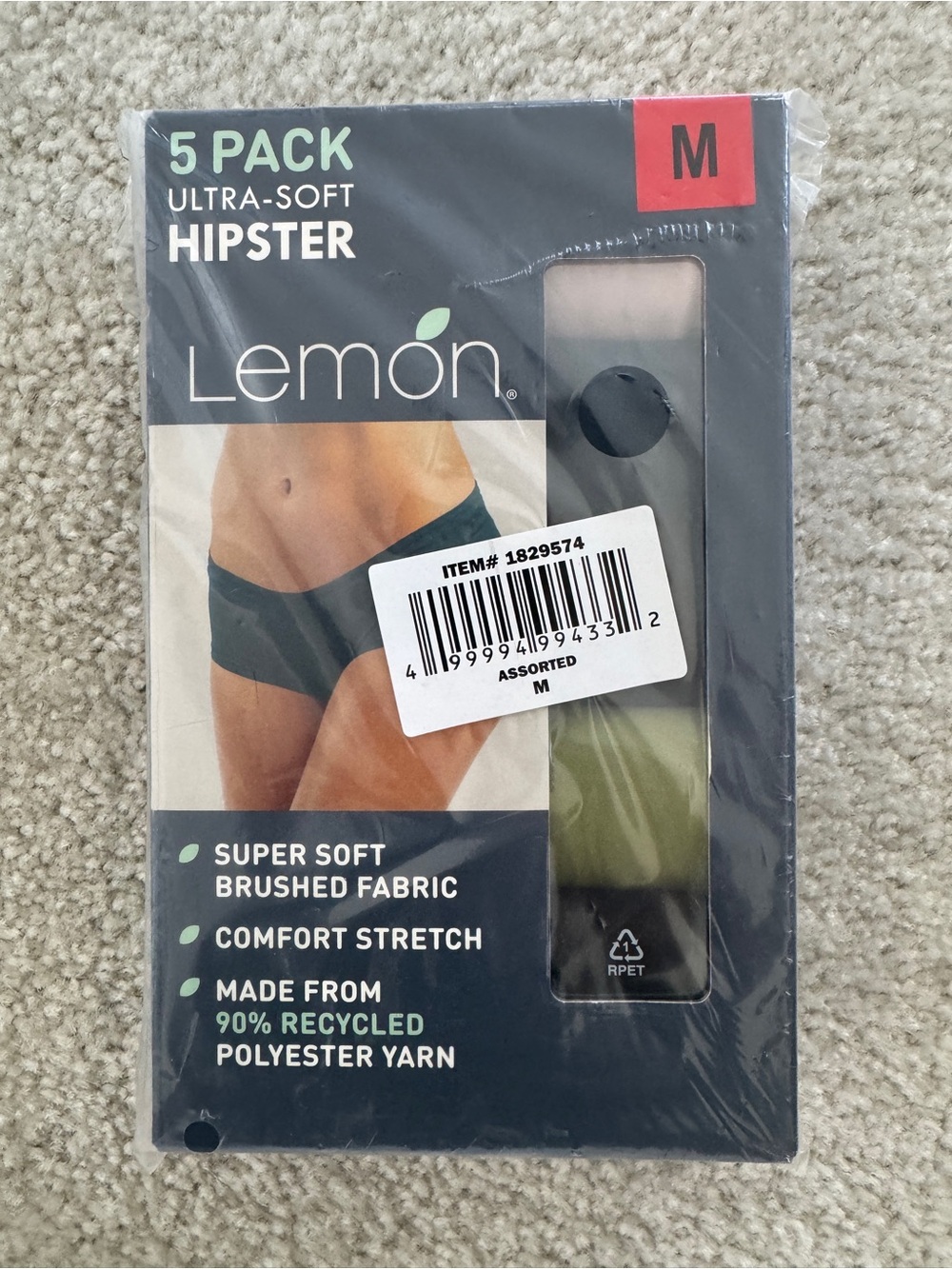 Lemon 5 Pack Women’s Ultra-Soft Hipster Underwear, Medium (8-10), NWT